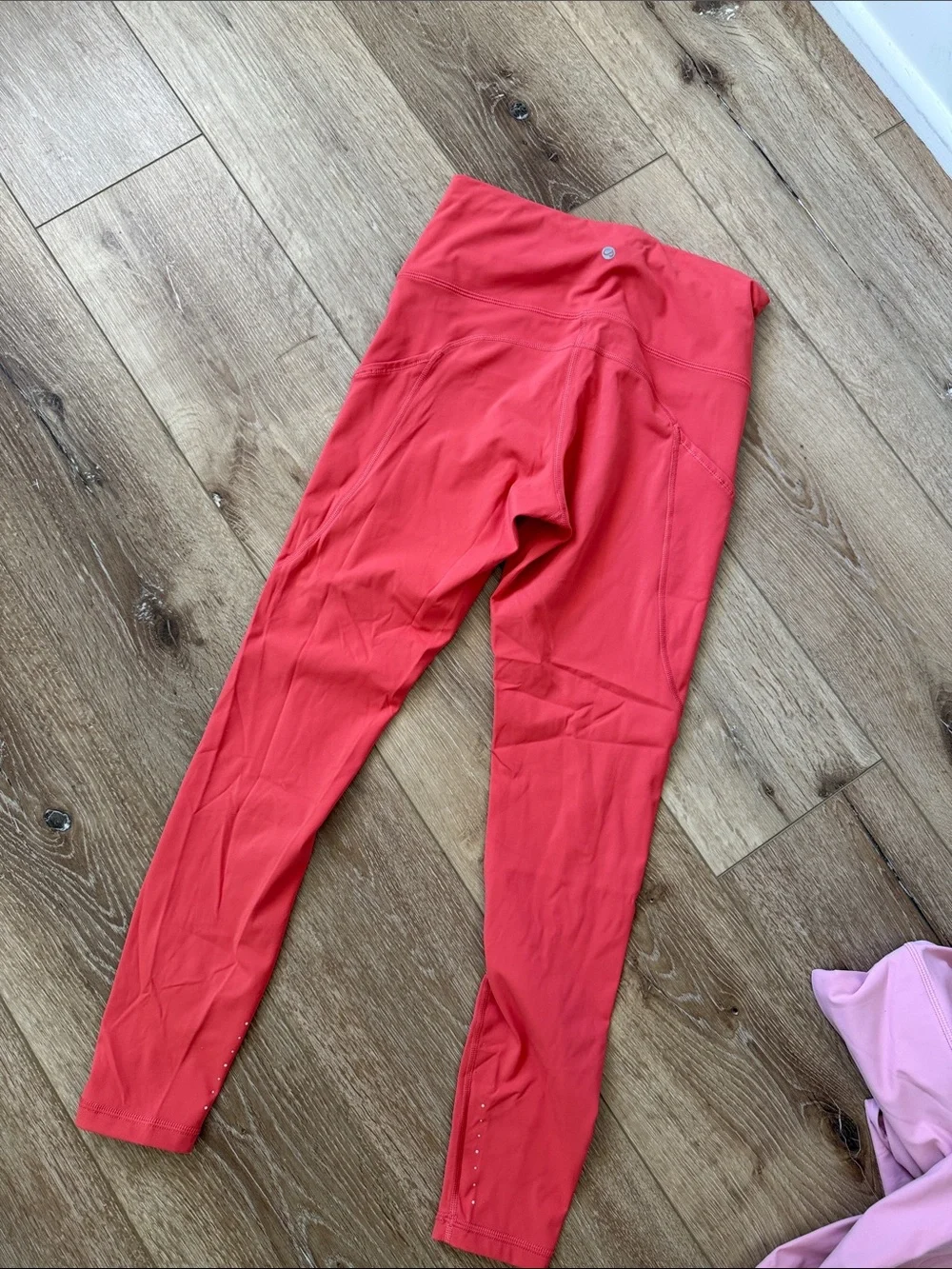 CRZ YOGA Girls' Pink and Coral Active Leggings with Side Pockets - Picture 6 of 7